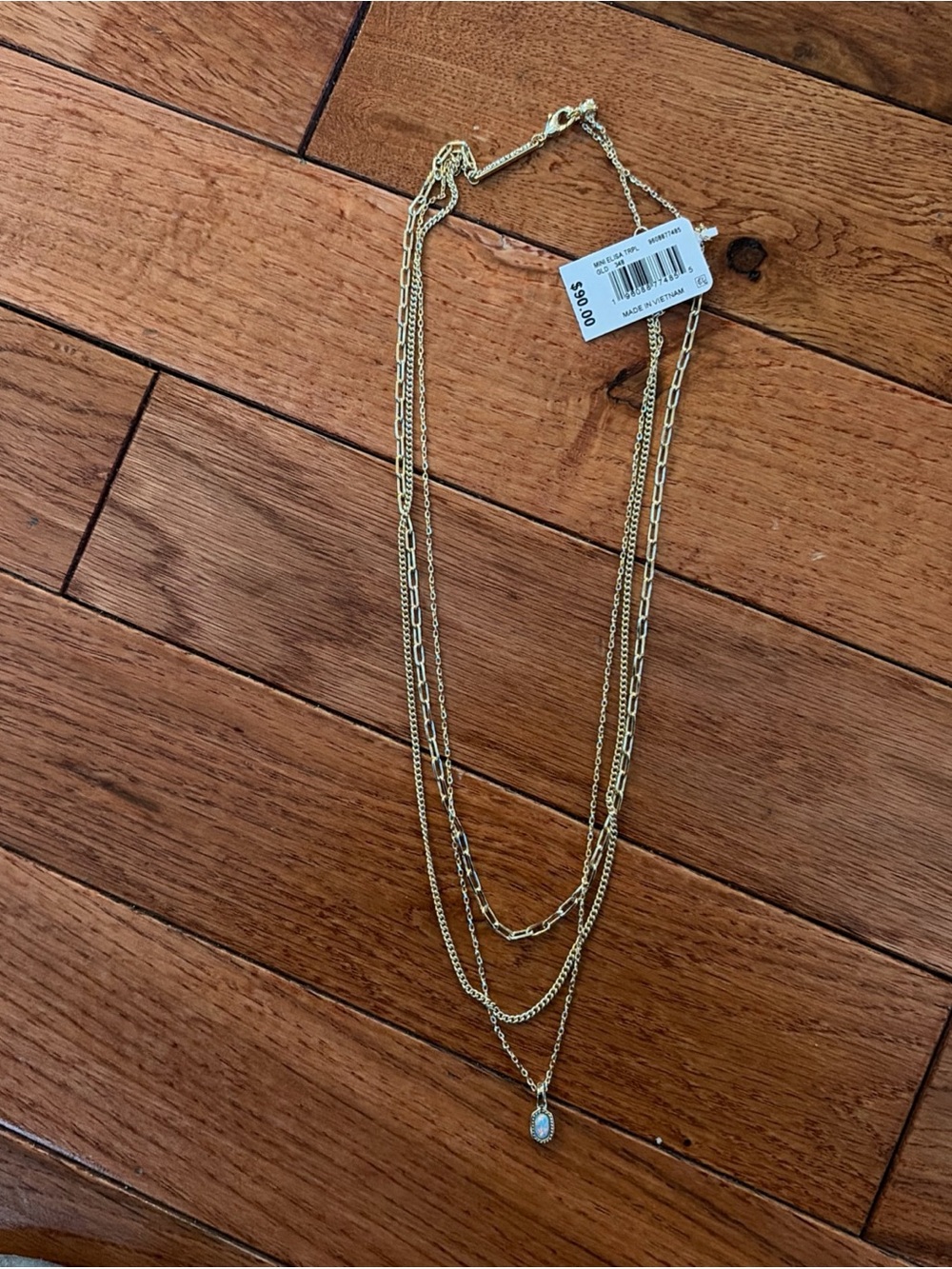 Kendra Scott Mini Elisa Gold Triple Strand Necklace, Iridescent